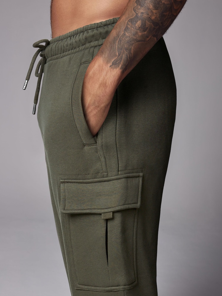 Khaki Green Open Cotton Rich Jersey Cargo Joggers - Image 5 of 10
