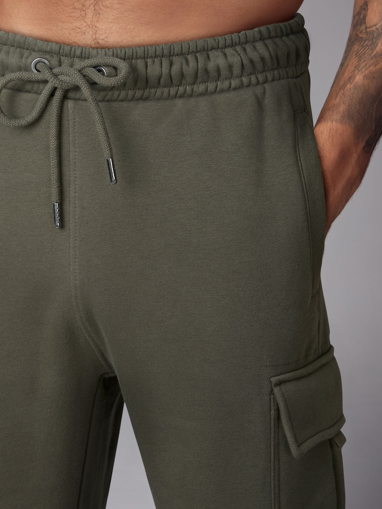 Khaki Green Open Cotton Rich Jersey Cargo Joggers - Image 6 of 10