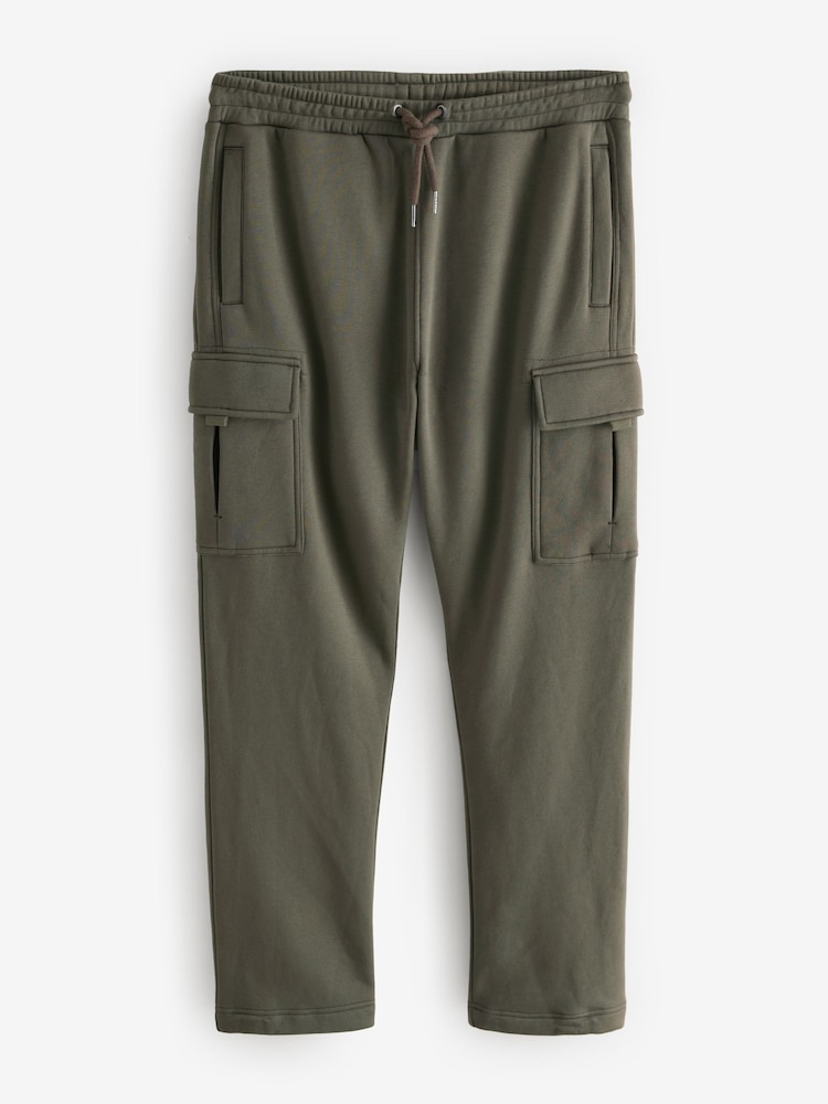 Khaki Green Open Cotton Rich Jersey Cargo Joggers - Image 8 of 10