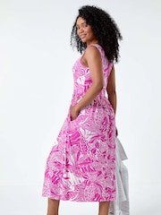 Roman Pink Tropical Stretch Jersey Pocket Dress - Image 3 of 5