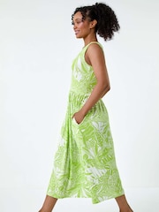 Roman Green Tropical Stretch Jersey Pocket Dress - Image 3 of 4