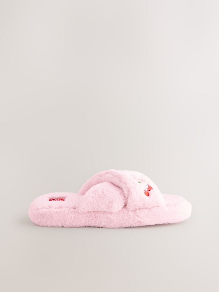 Bath & Body Works Pink Cherry Furry Slippers - Image 3 of 8