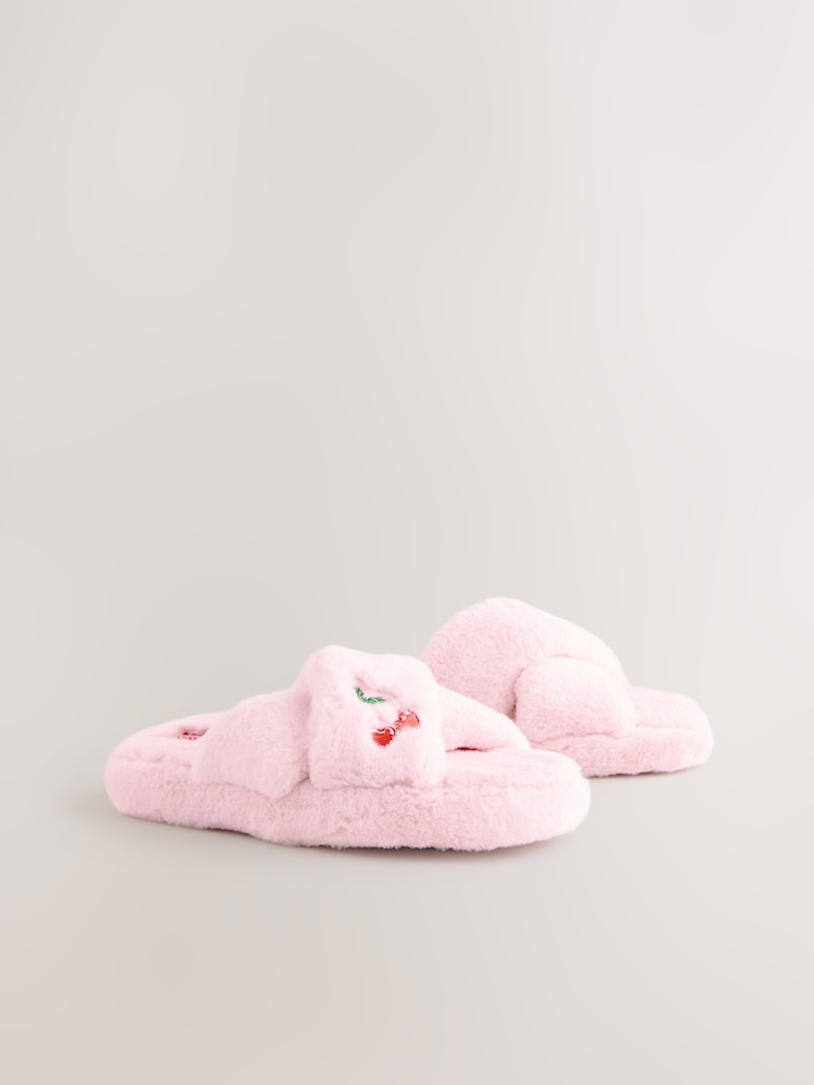 Bath & Body Works Pink Cherry Furry Slippers - Image 4 of 8