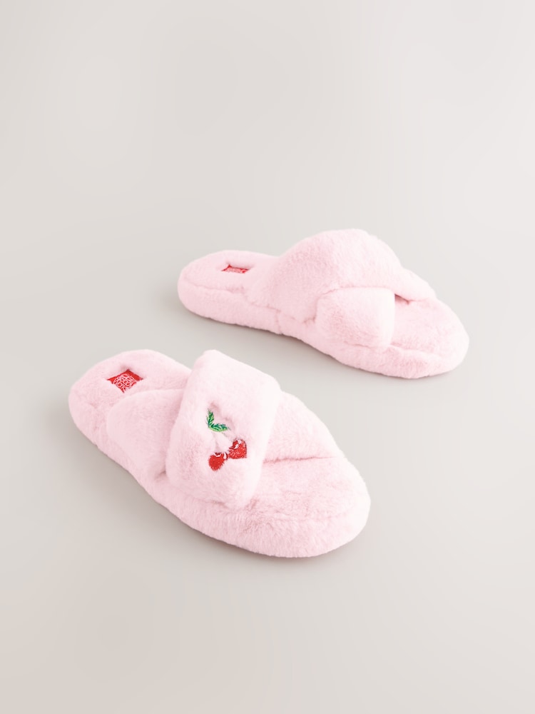 Bath & Body Works Pink Cherry Furry Slippers - Image 5 of 8