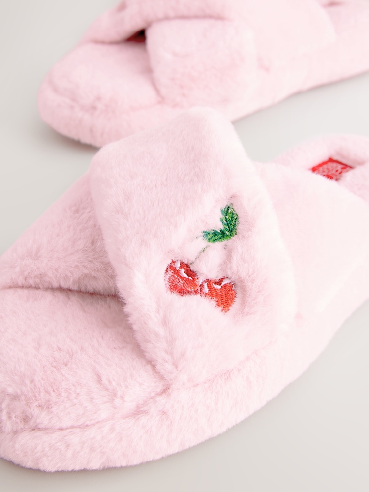 Bath & Body Works Pink Cherry Furry Slippers - Image 6 of 8