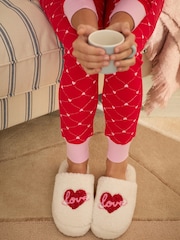 Bath & Body Works Cream Love Borg Mule Slippers - Image 1 of 3