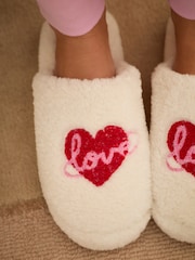 Bath & Body Works Cream Love Borg Mule Slippers - Image 3 of 3