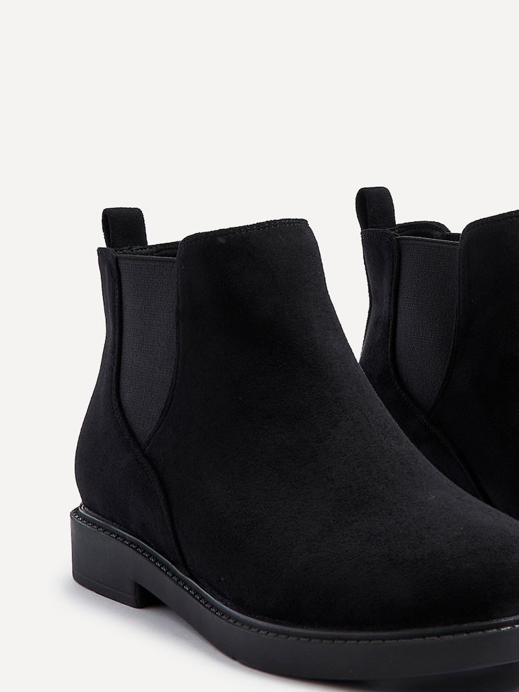 Linzi Black Suede Fauna Wide Fit Chelsea Boots With Stretch Side Panel - Image 5 of 5 Linzi Black Suede Fauna Wide Fit Chelsea Boots With Stretch Side Panel - Image 5 of 5