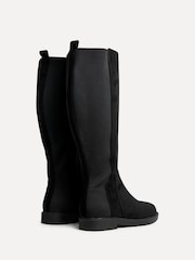 Linzi Black Steel Wide Fit High Leg Boots With Stretch Panel - Image 3 of 6
