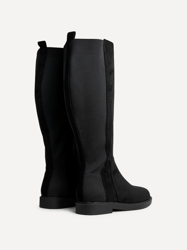 Linzi Black Wide Fit Wide Fit Steel High Leg Boots With Stretch Panel - Image 5 of 5 Linzi Black Wide Fit Wide Fit Steel High Leg Boots With Stretch Panel - Image 5 of 5
