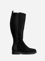 Linzi Black Steel Wide Fit High Leg Boots With Stretch Panel - Image 6 of 6