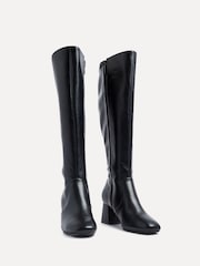 Linzi Black Fable Wide Fit Block Heeled High Leg Boots - Image 3 of 5