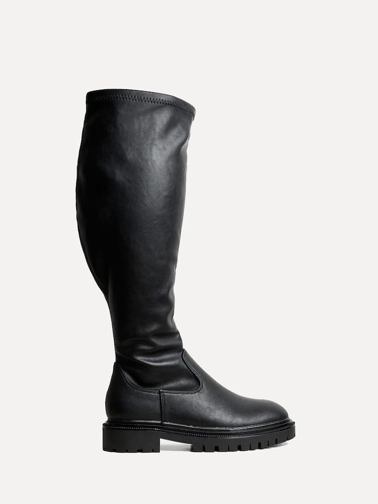 Noir - Bottes hautes Linzi Briody en PU stretch grand format - Image 3 of 6