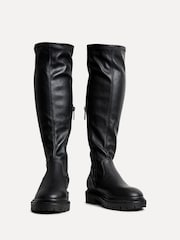 Linzi Black Briody Wide Fit PU Stretch High Leg Boots - Image 4 of 6