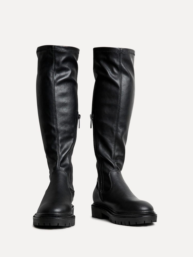 Noir - Bottes hautes Linzi Briody en PU stretch grand format - Image 4 of 6