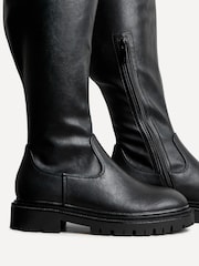 Linzi Black Briody Wide Fit PU Stretch High Leg Boots - Image 5 of 6