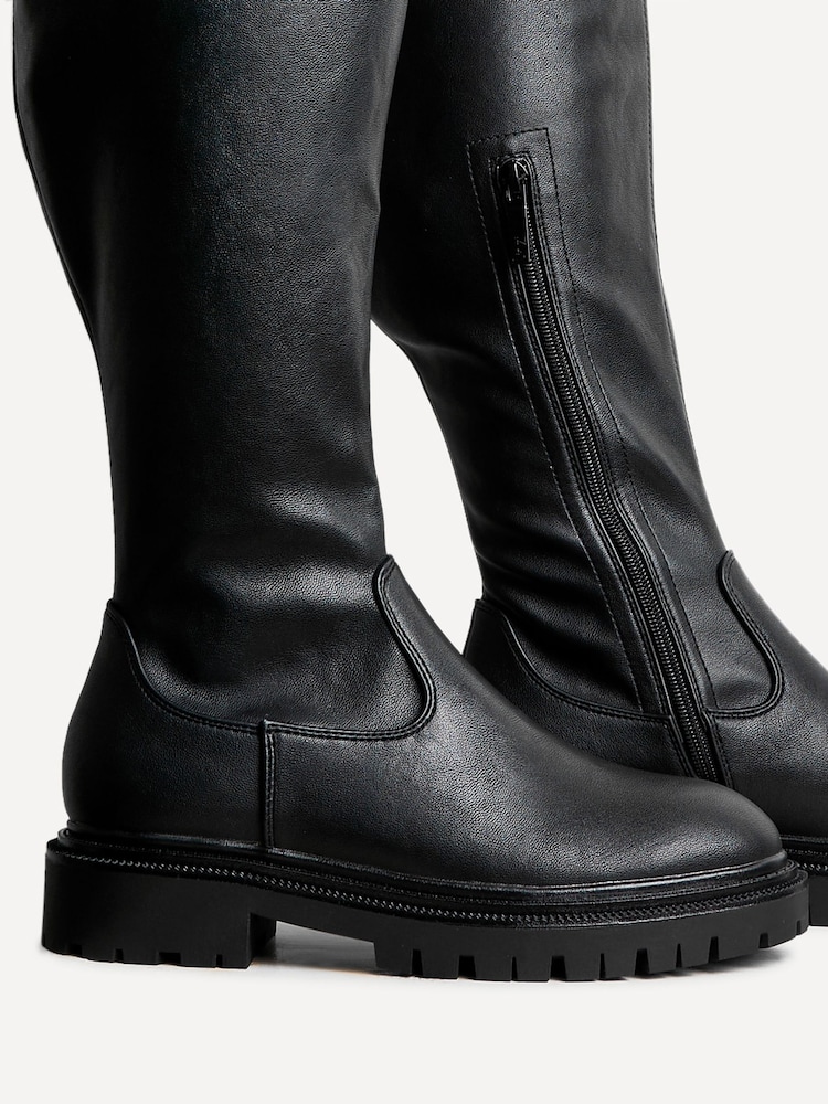 Noir - Bottes hautes Linzi Briody en PU stretch grand format - Image 5 of 6