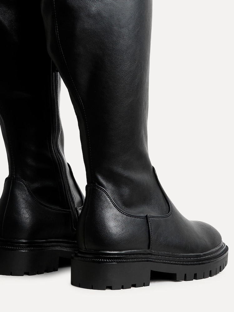 črna - Linzi Briody Wide Fit PU Stretch High Leg Boots - Slika 6 iz 6 črna - Linzi Briody Wide Fit PU Stretch High Leg Boots - Slika 6 iz 6