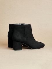 Linzi Black Suede Wide Fit Alba Wide Fit Block Heeled Ankle Boots - Image 10 of 10