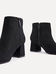 Linzi Black Suede Wide Fit Alba Wide Fit Block Heeled Ankle Boots - Image 8 of 10