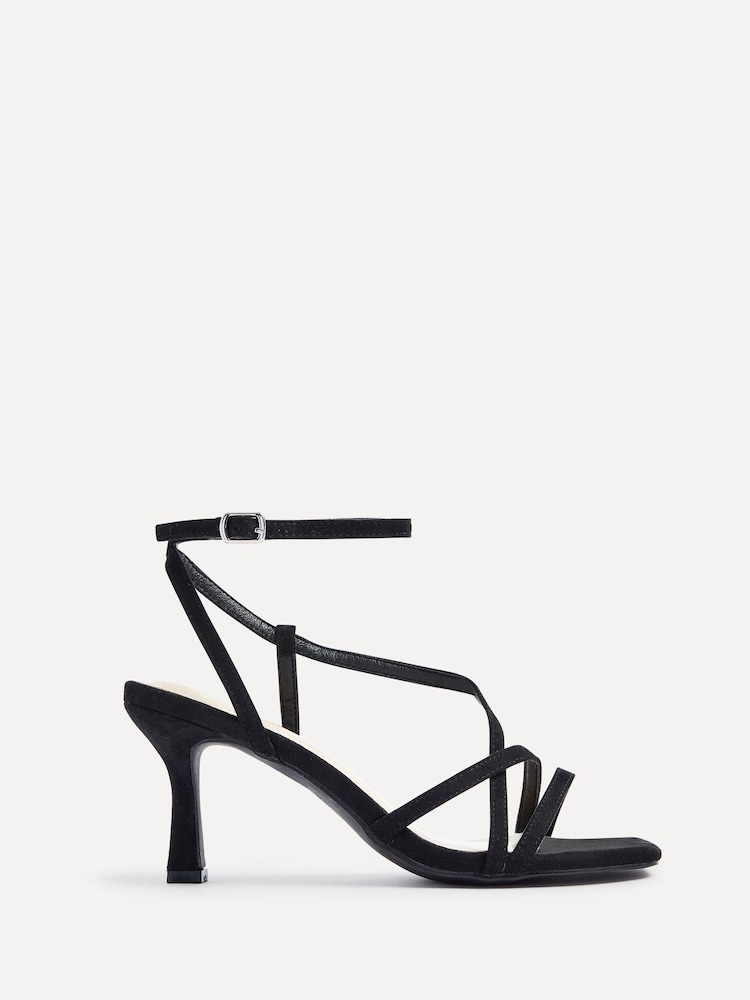 Linzi Black Cassie Wide Fit Mid Heel Strappy Sandals With Ankle Strap - Image 2 of 5