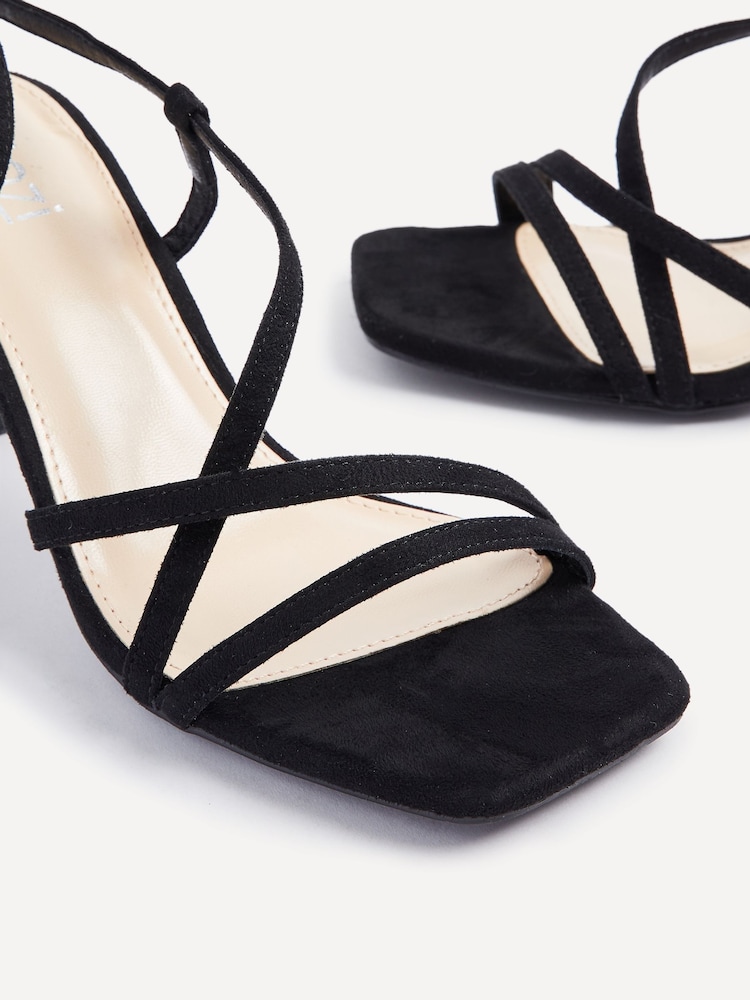 Linzi Black Cassie Wide Fit Mid Heel Strappy Sandals With Ankle Strap - Image 4 of 5
