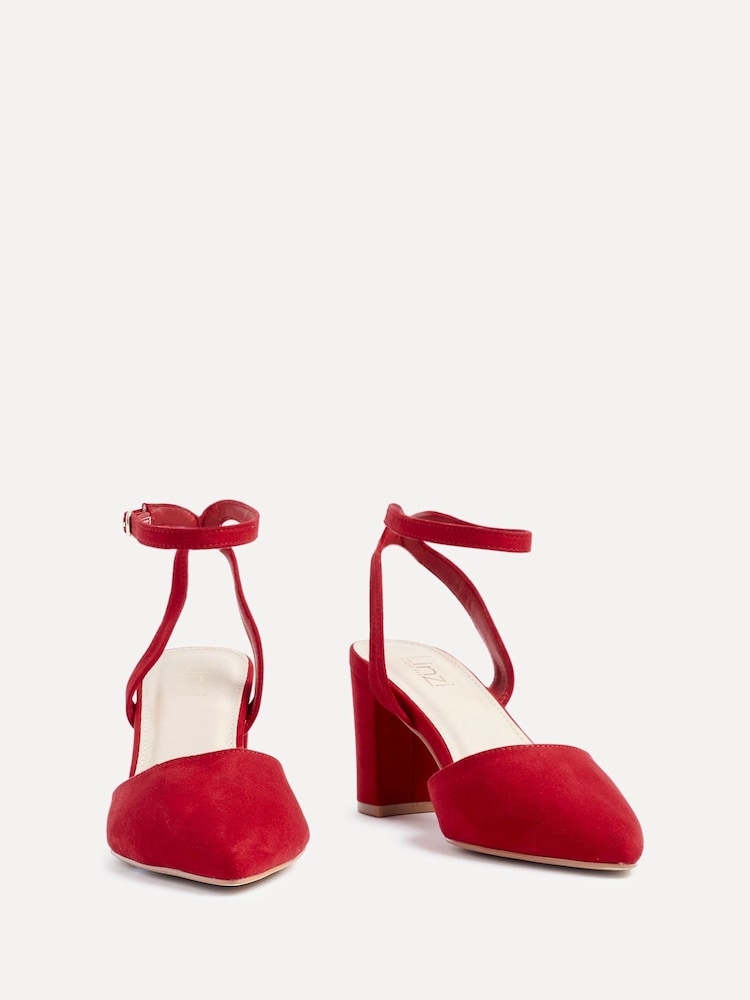 Linzi Red Larsa Wide Fit Pointed Toe Court Shoes - Image 3 of 4