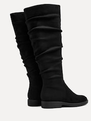 Linzi Black Liana High Leg Faux Suede Flat Ruched Boots - Image 4 of 6