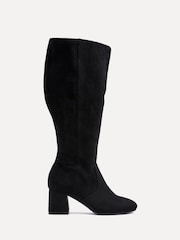 črna Suede - Linzi Fable širok kroj Block Heeled High Leg gležnjarji - Slika 3 iz 6