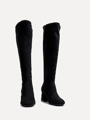 črna Suede - Linzi Fable širok kroj Block Heeled High Leg gležnjarji - Slika 4 iz 6