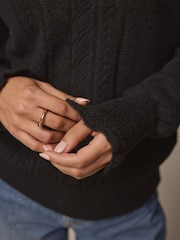 Laura Ashley Black Pointelle V-Neck Jumper - Image 5 of 5