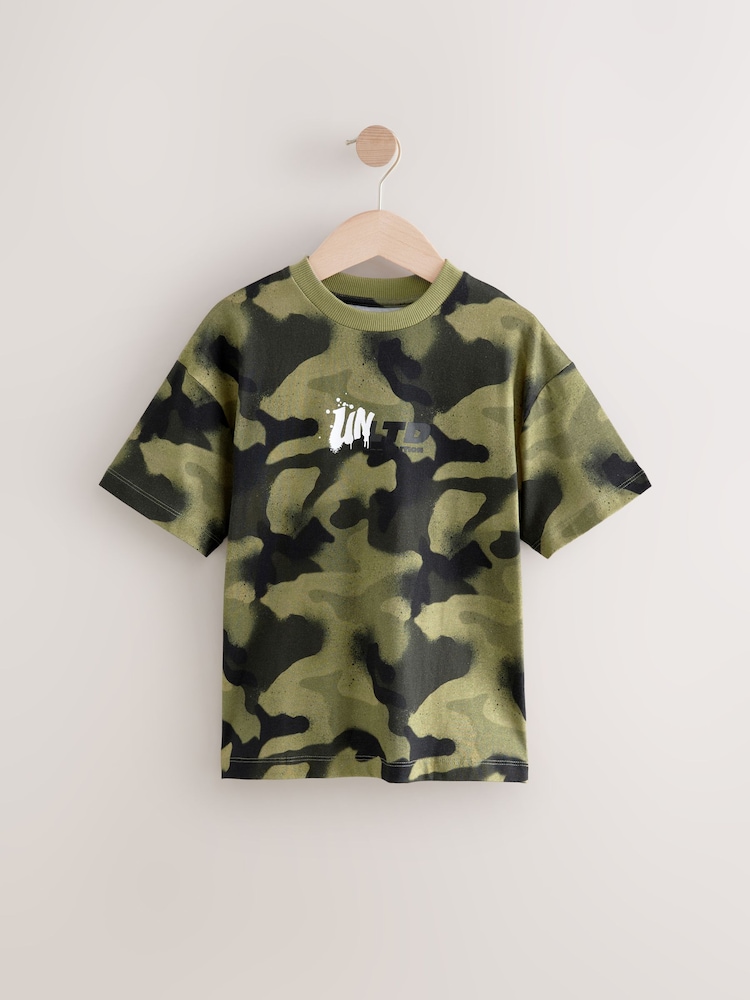 Green Camo Relaxed Fit Short Sleeve T-Shirt (3-16yrs) - Image 1 of 4