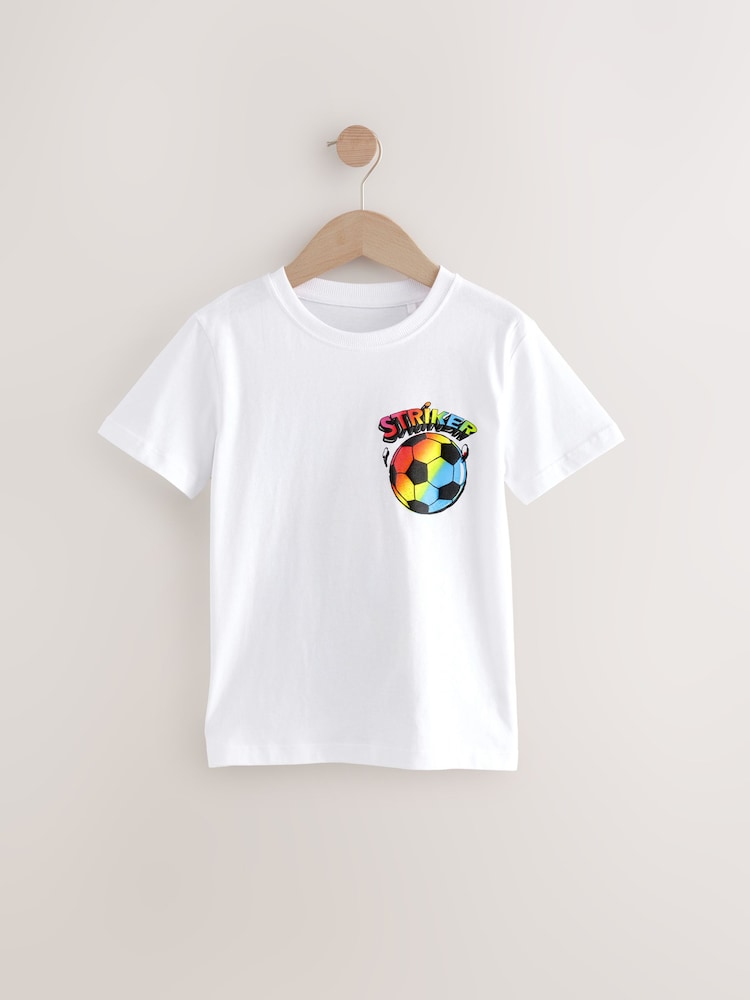 Blanc Football Back Imprimé - T-shirt graphique à manches courtes 100% coton (3-16ans) - Image 1 of 4