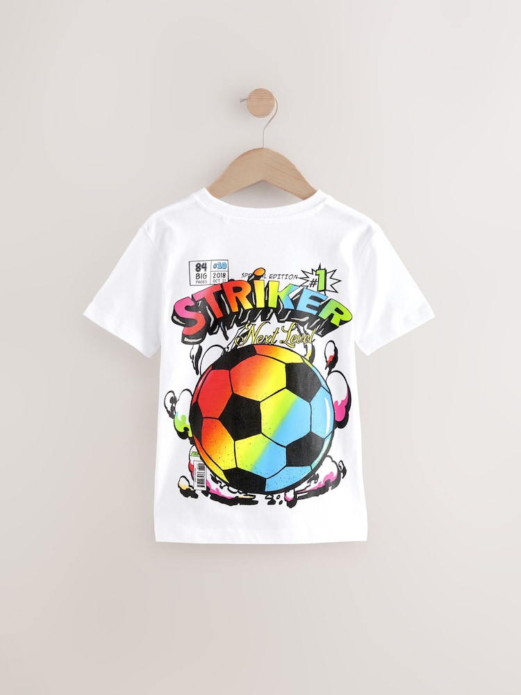 Blanc Football Back Imprimé - T-shirt graphique à manches courtes 100% coton (3-16ans) - Image 2 of 4
