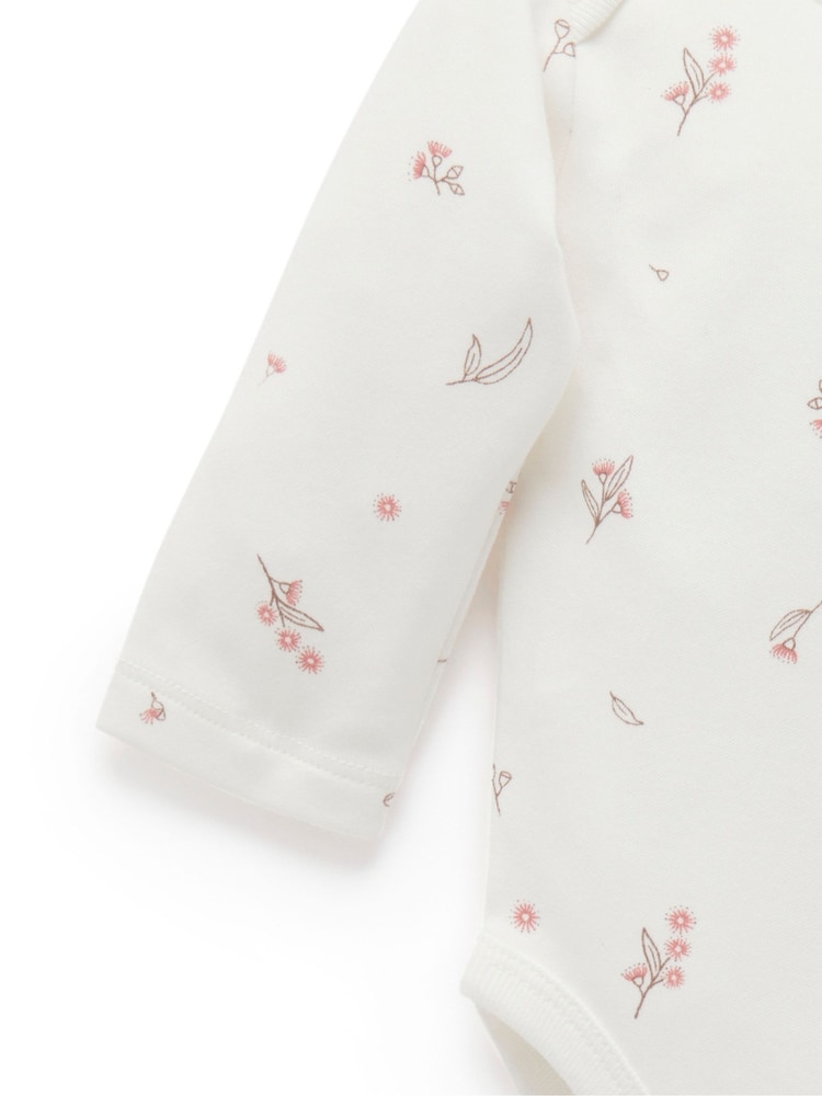 Purebaby Pink Long Sleeve Printed 100% Cotton Bodysuits 2 Pack - Image 2 of 5
