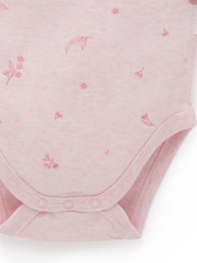 Purebaby Pink Long Sleeve Printed 100% Cotton Bodysuits 2 Pack - Image 3 of 5