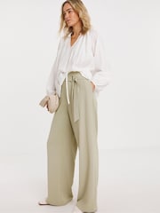JD Williams Natural JD Williams Natural Belted Trousers - Image 1 of 5