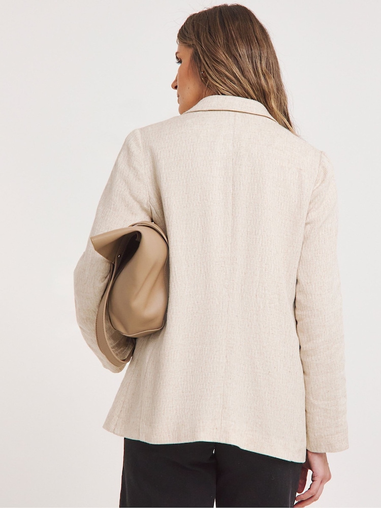 JD Williams Natural Linen Double Breasted Blazer - Image 2 of 5