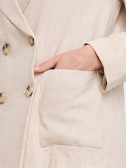 JD Williams Natural Linen Double Breasted Blazer - Image 4 of 5