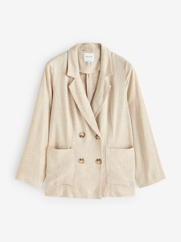 JD Williams Natural Linen Double Breasted Blazer - Image 5 of 5