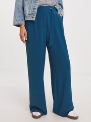 JD Williams Blue JD Williams Natural Belted Trousers - Image 1 of 4