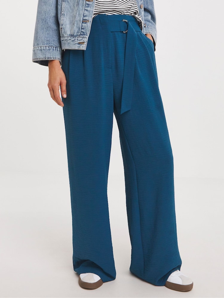 JD Williams Blue JD Williams Natural Belted Trousers - Image 1 of 4