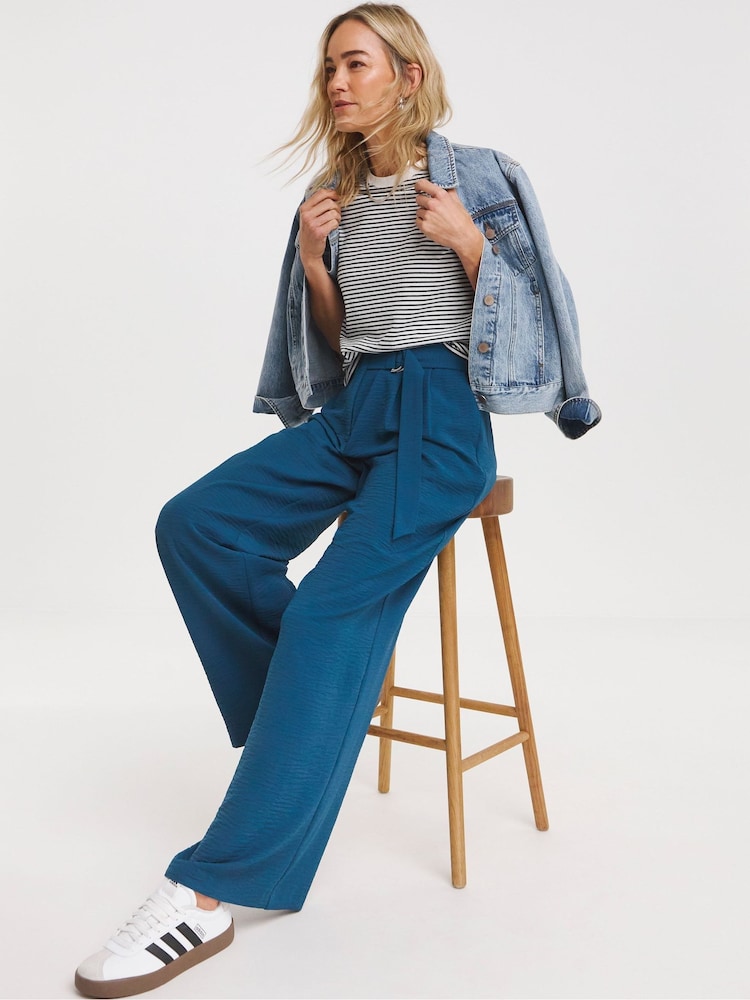 JD Williams Blue JD Williams Natural Belted Trousers - Image 2 of 4