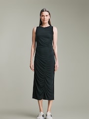 JD Williams Grey Jersey Modal Sleevles Ruched Seam Midi Dress - Image 3 of 4
