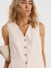 JD Williams Natural Washed Textured Waistcoat - Image 2 of 5