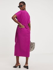 JD Williams Purple Linen Wrap Dress - Image 3 of 5