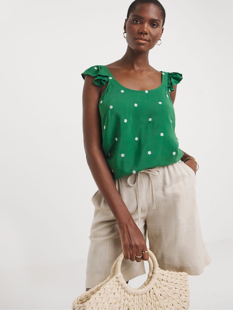 JD Williams Green JD Williams Green Broderie Cami - Image 1 of 4