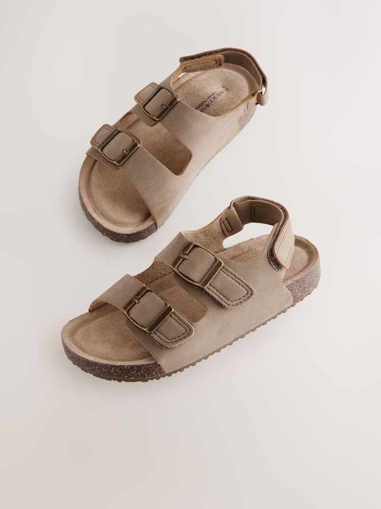 Neutral Standard Fit (F) Double Buckle Cushioned Footbed Sandals - Image 1 of 5 Neutral Standard Fit (F) Double Buckle Cushioned Footbed Sandals - Image 1 of 5