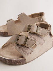 Neutral Standard Fit (F) Double Buckle Cushioned Footbed Sandals - Image 6 of 8