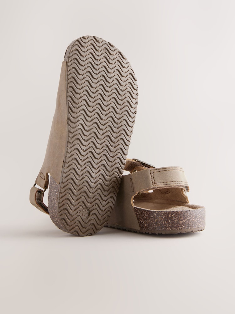 Neutral Standard Fit (F) Double Buckle Cushioned Footbed Sandals - Image 8 of 8